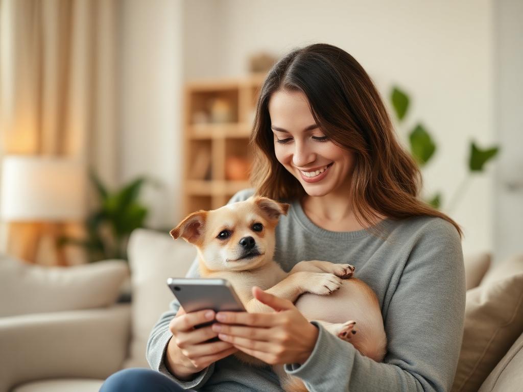 A pet parent lovingly holding their small dog